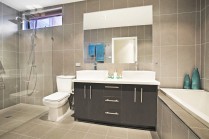 Designer bathroom with custom made vanity